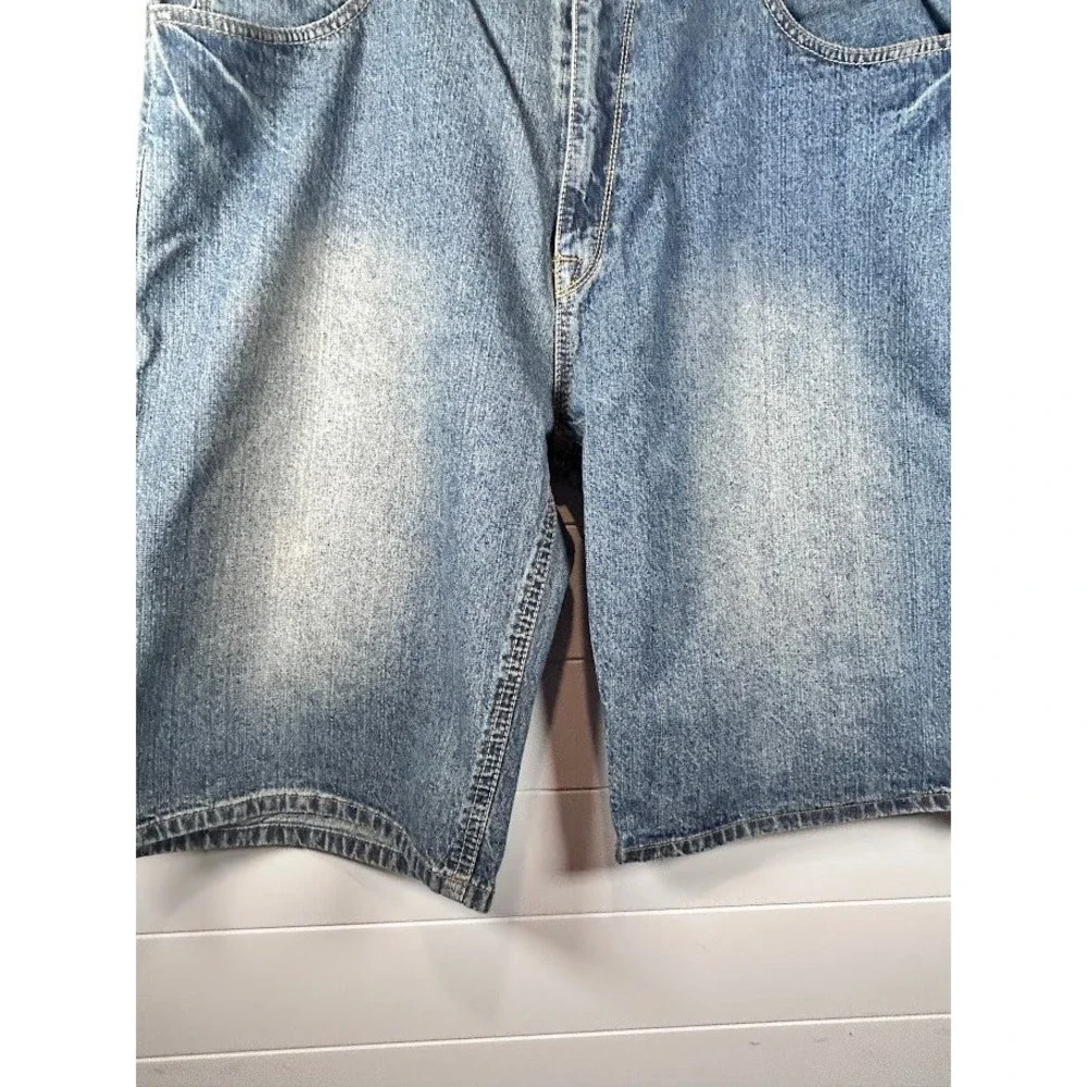 Enyce Sean Combs Co Mens Baggy Denim Shorts Blue Embroidered Y2K Streetwear sz44